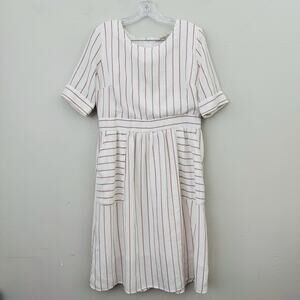 Antoinette Red And White Striped With Pockets Women’s Size L
